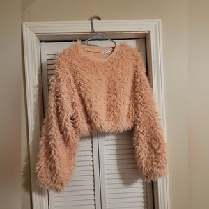 Arizona Jean Company Pink Oversized Crop Long Sleeve Tee